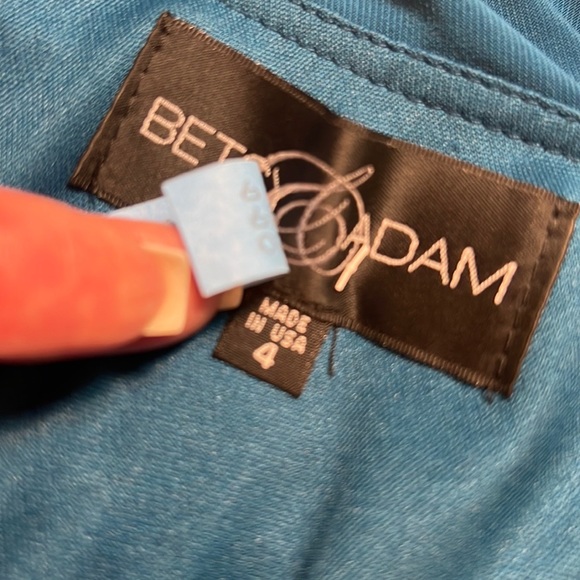 Deep Teal Blue One-shoulder Cocktail Dress w/ Jewel Accent, Side Ruched Size 4 - Picture 7 of 8